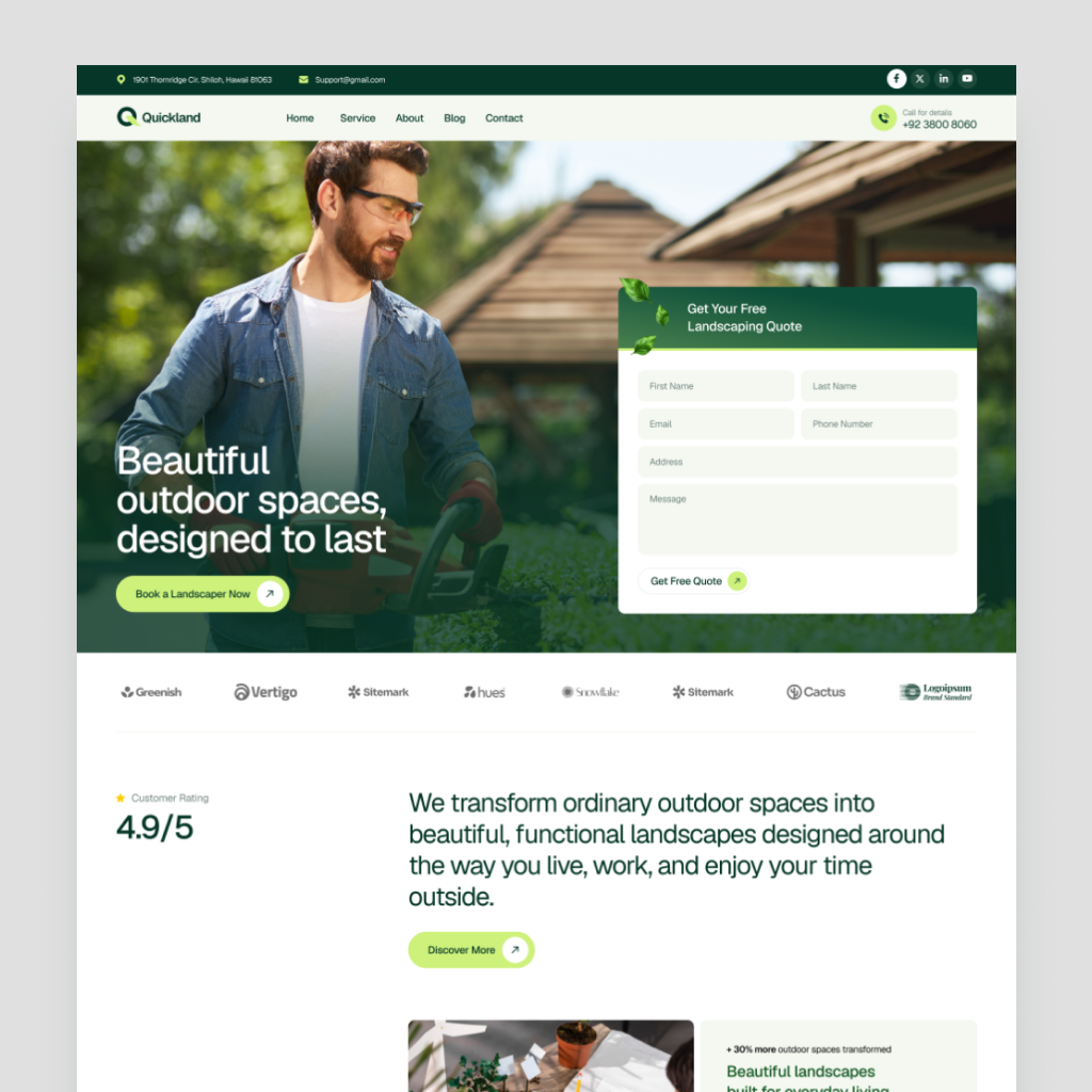 Quickland website template preview